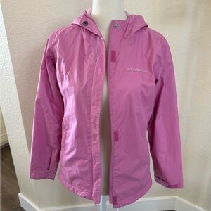 Columbia Girls Pink Waterproof Rain Jacket Size MEDIUM 10/12 lined